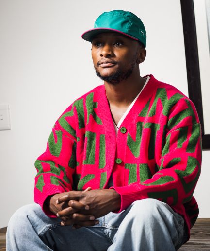 Magenta and green cardigan